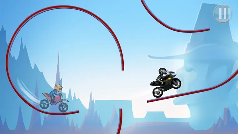 Duas motas lado a lado numa pista curta em Bike Race