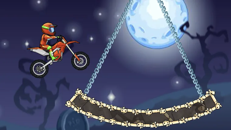 Salto sobre um obstáculo numa pista de Moto X3M