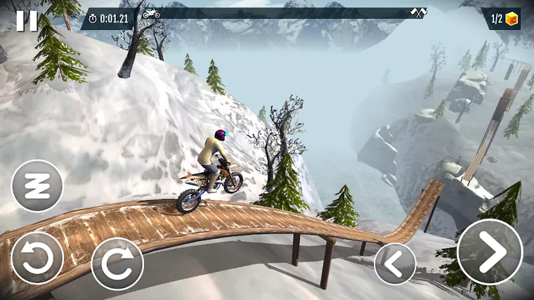 Mota em acrobacia sobre uma rampa em Stunt Bike Extreme